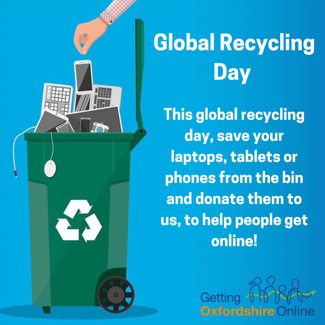Thank you to everyone who has donated so far! Find your local drop off point to donate your unwanted devices. gettingoxfordshireonline.org 

#digitalinclusion 
<a href="/aspireoxonline/">Aspire Oxford</a> 
<a href="/bicgreen/">Bicester Green</a>
<a href="/thewantagemix/">The Mix, Wantage</a>