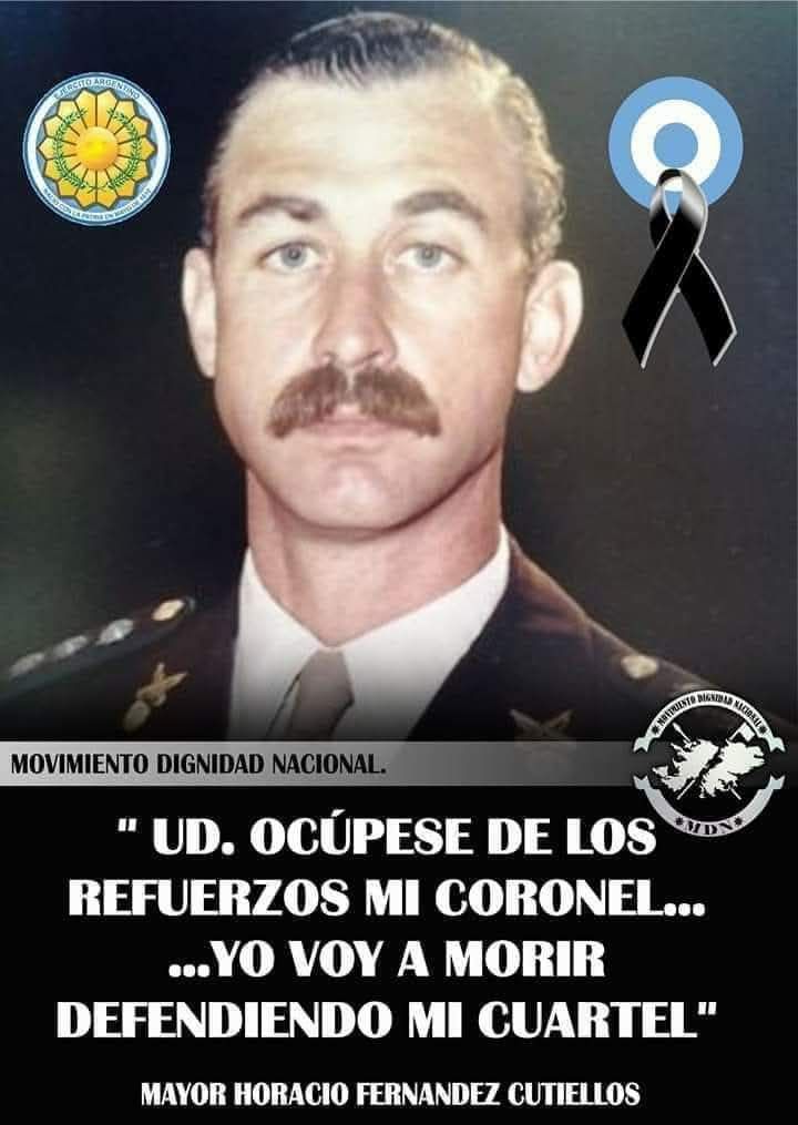 HORACIO FERNANDEZ CUTIELLOS .

Tenía 37 años, era Mayor de infantería, y el primer segundo jefe de su promoción. 

Horacio se había levantado a las 6 de la mañana, según cuentan los soldados. Se vistió con ropas de combate, como todas las mañanas, se puso unas alpargatas y se fue
