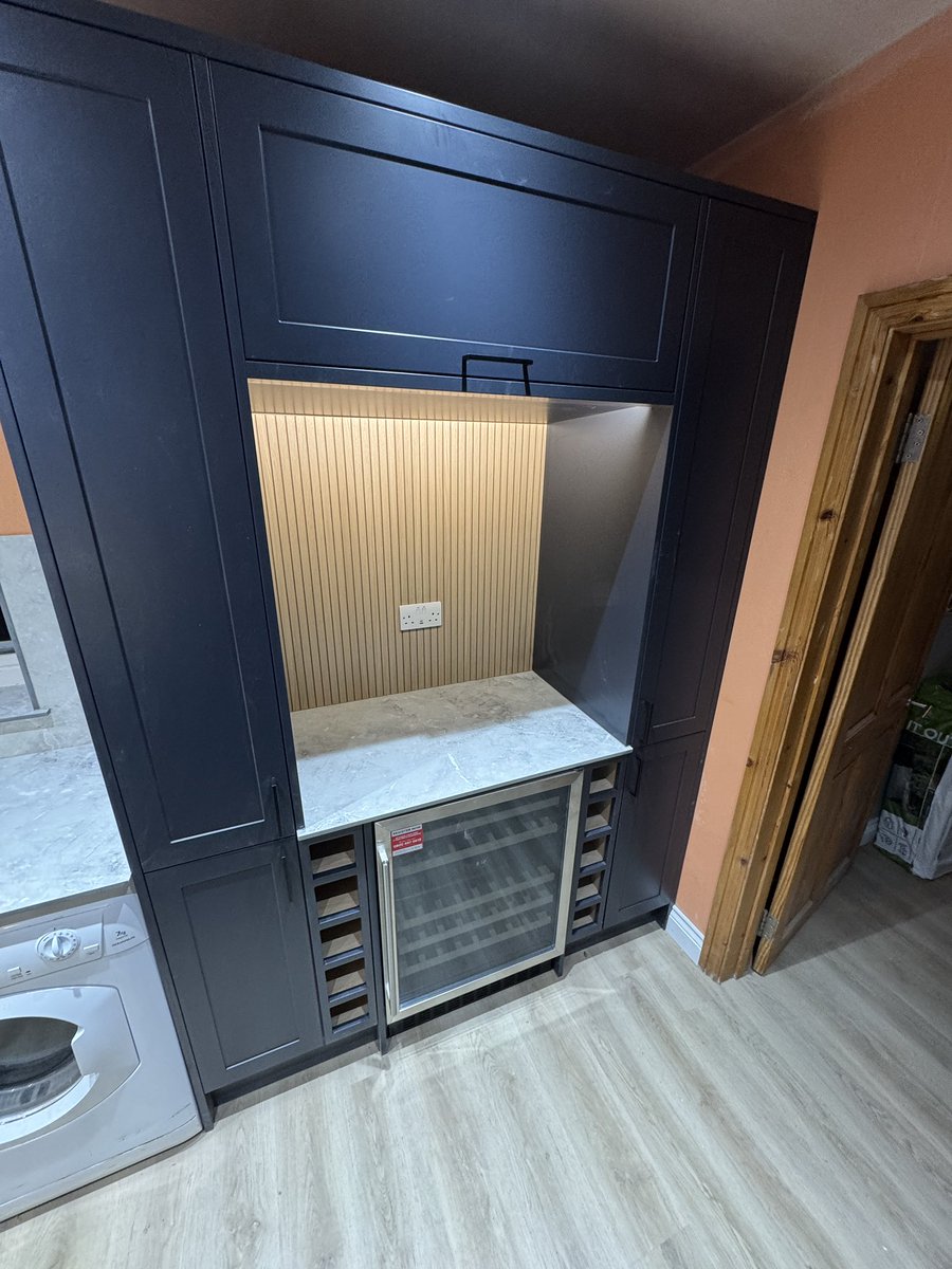 9 long days of hard work to get this kitchen completed, and the customers main and only concern was. How quickly we could get her wine cooler and racks in. Glad she’s got her priorities in order 😂😂🍾🍷🥴