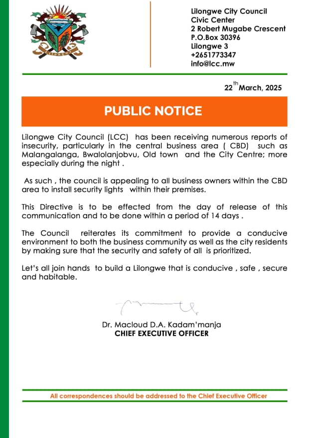 LilongweCityCouncil tweet media