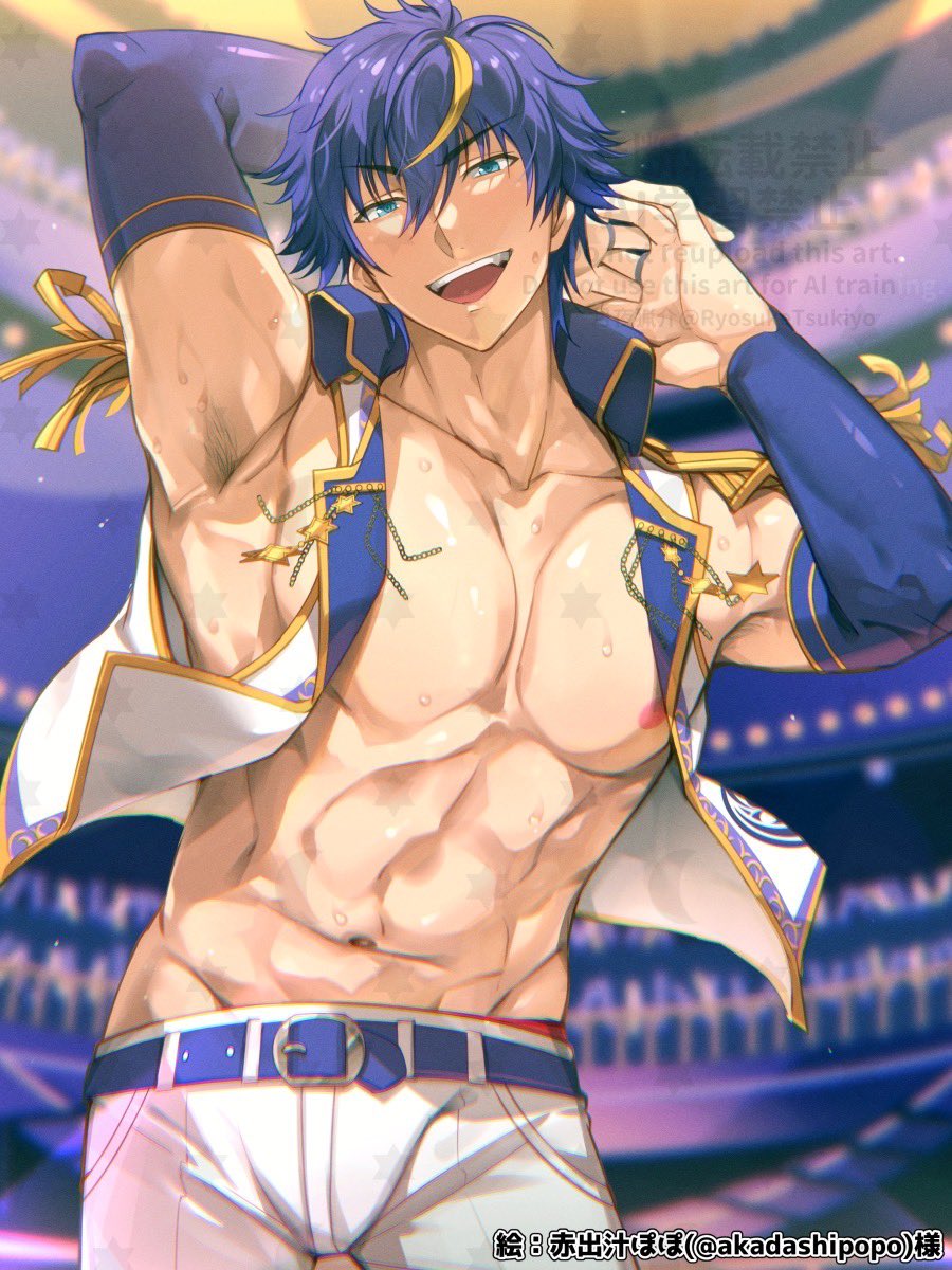 TsukiyoRyosuke's tweet photo. 赤出汁ぽぽ(@ akadashipopo)様に汗と筋肉が色っぽい猟介を描いていただきました‼️表情も煽るような感じでとってもセクシー😍描いていただきありがとうございました❣️
#かけよりょうすけ https://t.co/mKUi5wWbqG