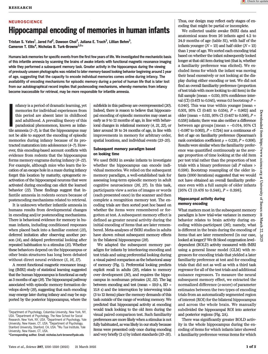 Anil Seth (@anilkseth) on Twitter photo Hippocampal encoding of memories in human infants. Great to see this important study out now in <a href="/ScienceMagazine/">Science Magazine</a> from the lab of Nicholas Turk-Browne <a href="/Yale/">Yale University</a> <a href="/CIFAR_News/">CIFAR</a> science.org/doi/epdf/10.11… Hippocampal encoding of memories in human infants. Great to see this important study out now in <a href="/ScienceMagazine/">Science Magazine</a> from the lab of Nicholas Turk-Browne <a href="/Yale/">Yale University</a> <a href="/CIFAR_News/">CIFAR</a> science.org/doi/epdf/10.11…