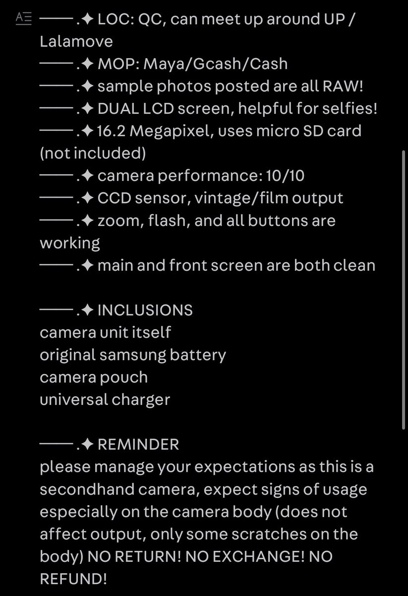 riellerocks's tweet photo. wts lfb samsung dv150f digicam digital camera ph ccd sensor y2k vibe film vibe

₱7,300 (originally posted for ₱8k) RARE FIND! NO ISSUES! 

see thread for more info https://t.co/10eQx2zzQR