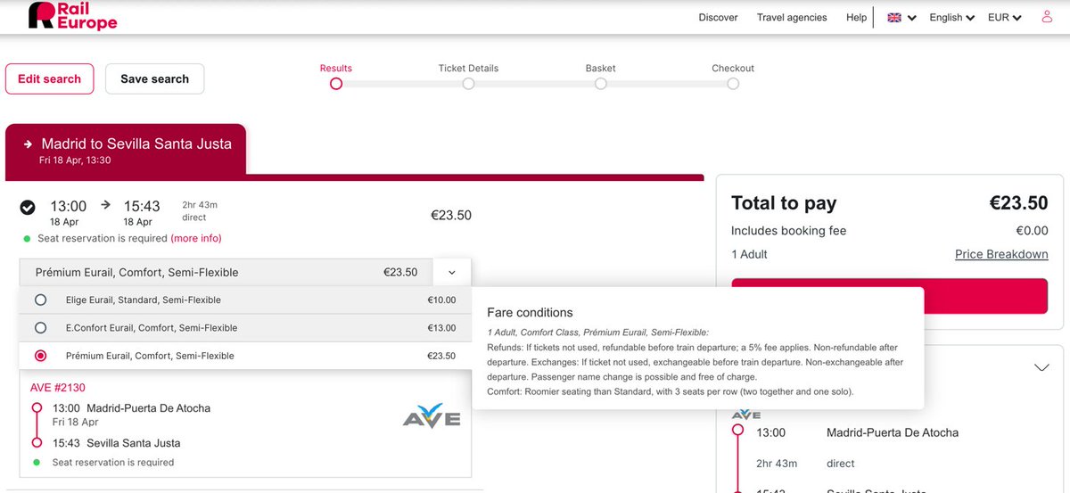 The Man in Seat 61 (@seatsixtyone) on Twitter photo Another step forward: <a href="/raileurope/">Rail Europe</a> now offers Interrail & Eurail passholder reservations on Spanish Railways. No booking fee. If you've a 1st class pass they also sell the AVE Premium reservation where an extra €10.50 gets you a meal, wine, lounge access. seat61.com/interrail-and-… Another step forward: <a href="/raileurope/">Rail Europe</a> now offers Interrail & Eurail passholder reservations on Spanish Railways. No booking fee. If you've a 1st class pass they also sell the AVE Premium reservation where an extra €10.50 gets you a meal, wine, lounge access. seat61.com/interrail-and-…
