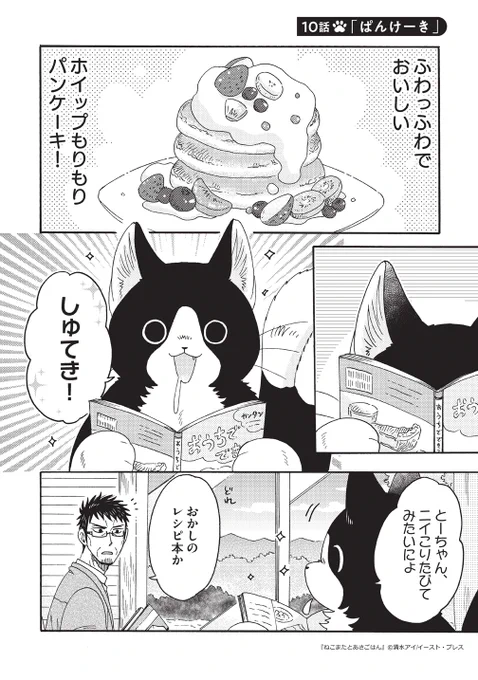 でっかいねこまたとおじさんたちが、
もりもりパンケーキを作って食べるお話🐱🥞(1/3) 