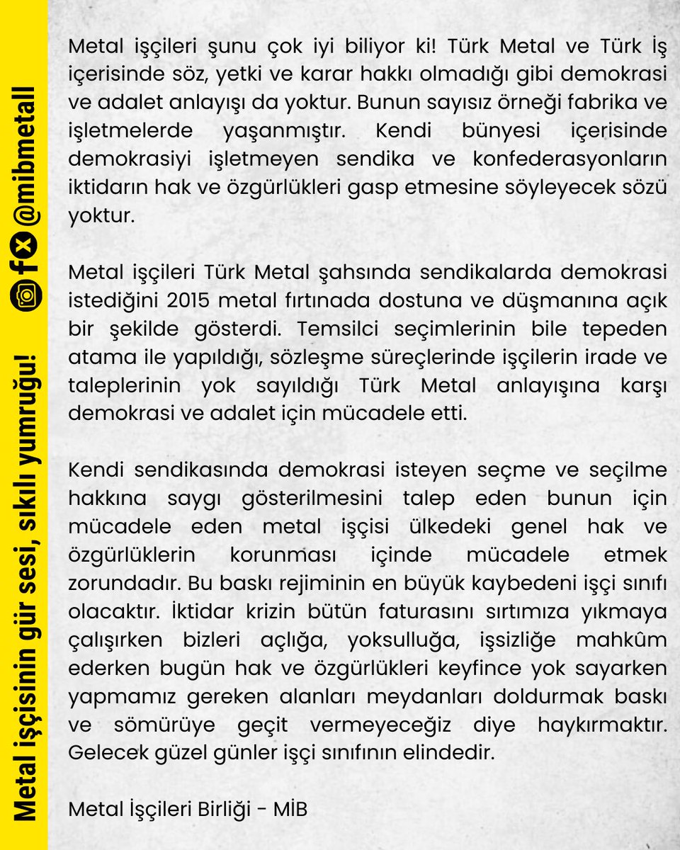 Türk Metal ve Türk İş ağalarına;
⬇️⬇️

 #hükümetistifa
#sokağa #SONDAKİKA #sarachanedeyiz #işgalgrevdireniş