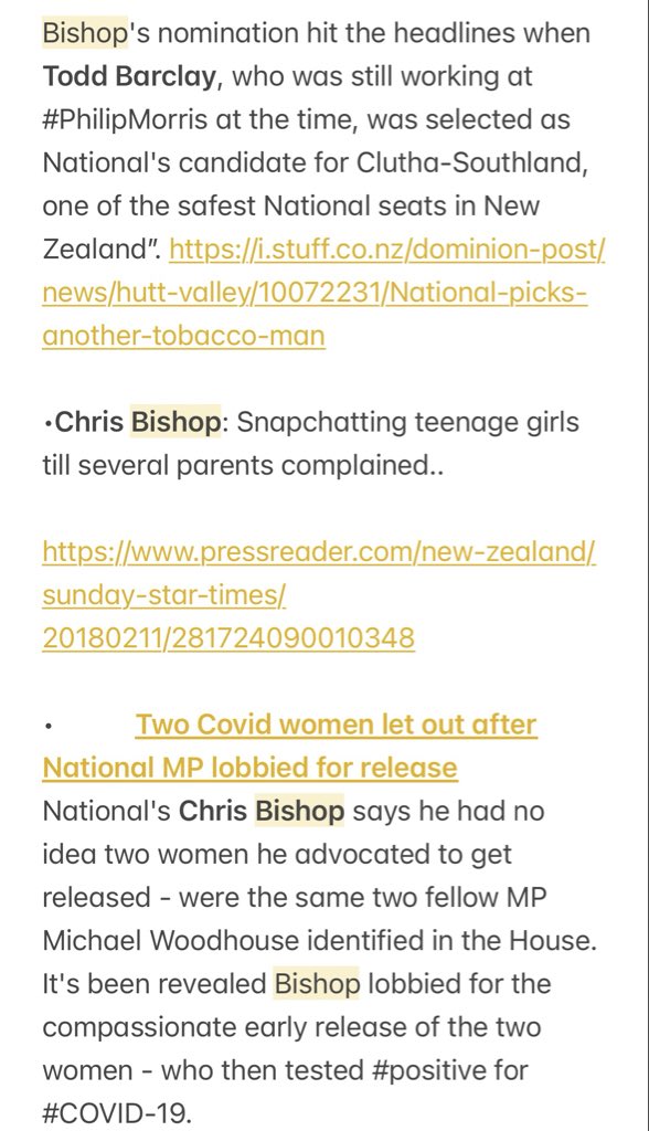 HuiaSue's tweet photo. #ChrisBishop: List MP, #Tobacco lobbyist, Supporter of unhealthy #McDonalds in Wanaka, #SnapChats teenage girls, his his dad helped start #NZ #AtlasNetwork #disinformation org #TPU = #TaxpayersUnion -of course he hates #health #experts ! #nzpol https://t.co/f9KfA35x4j