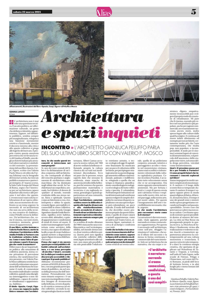 MAS (@apulianstyle) on Twitter photo || PRESS ||
Oggi su Alias - il manifesto una intervista di <a href="/GemmaLanzo/">Gemma Lanzo</a> (socia fondatrice di MAS) al Maestro #GianlucaPeluffo. || PRESS ||
Oggi su Alias - il manifesto una intervista di <a href="/GemmaLanzo/">Gemma Lanzo</a> (socia fondatrice di MAS) al Maestro #GianlucaPeluffo.
