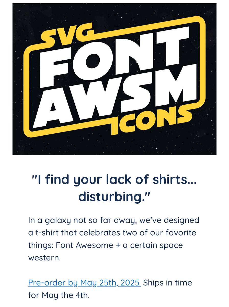 Is <a href="/fontawesome/">Font Awesome</a> doing some kind of time travel? Order by May 25th get it by May 4th *fa-eyes*

If you are, can you let us know how you’re doing it?