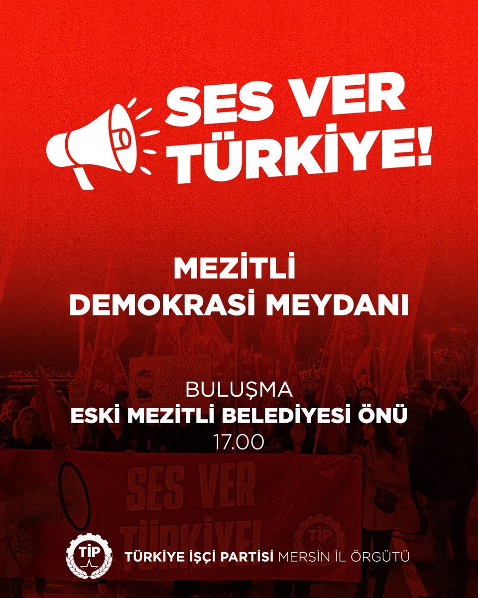 Bizden çaldıkları her şeyi geri alana kadar sokakları terk etmiyoruz.

Bugün saat 17.00'de Eski Mezitli Belediyesi önünden buluşup, Demokrasi meydanına yürüyoruz.

Halkın direnişi sokaklarda, mahallelerde! 
Haydi, komşunu, arkadaşını topla, sesini kat!
#SesVerTürkiye