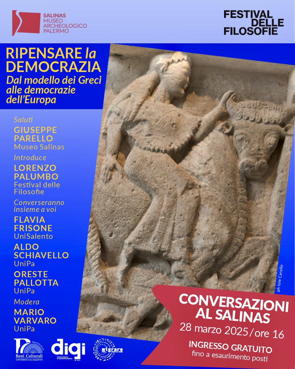 ❓#Europa sta per essere disarcionata dal toro? Chi meglio di colei che ha dato il nome al nostro continente, l'eroina del passaggio, può ispirarci nella riflessione sulla vulnerabilità delle istituzioni democratiche? 
Vi aspettiamo!
<a href="/fest_filosofie/">Festival delle Filosofie</a> <a href="/FlaviaFrisone/">Flavia Frisone 🎓 Storia greca</a> <a href="/AldoSchiavello/">aldo schiavello</a>