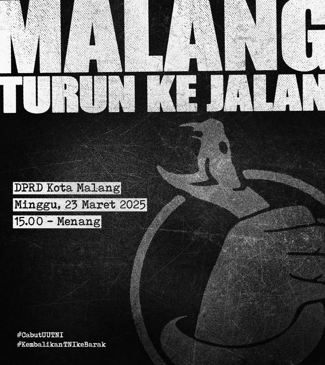 Rapatkan kembali barisan, kembali membaur menjadi satu kesatuan bernama rakyat. Supporter juga masyarakat sipil, untuk supremasi sipil yang diperjuangkan. Untuk ruang kebebasan demokrasi tragedi kanjuruhan kita upayakan! Sampai jumpa🖤
#GagalkanUUTNI 
#JusticeForKanjuruhan