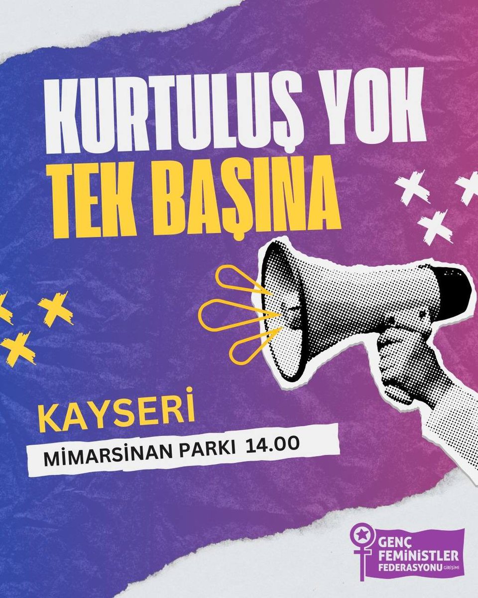 📣 Kayseri'de buluşuyoruz. 
Çünkü kurtuluş yok tek başına!

📍 Mimarsinan Parkı
🕐 14.00