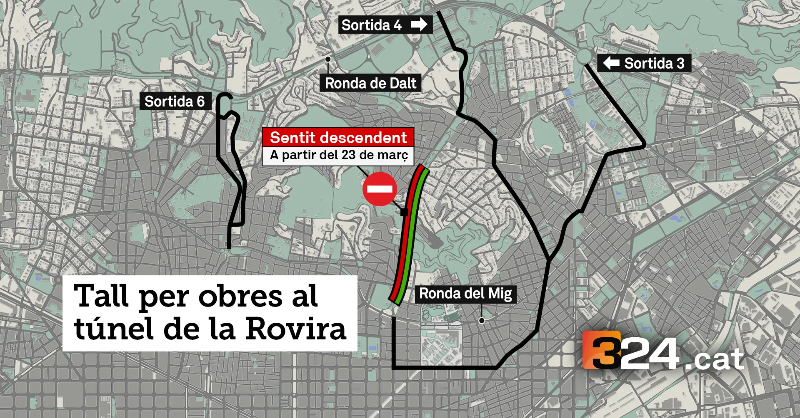 3CatInfo's tweet photo. El túnel de la Rovira tancarà diumenge de baixada durant quatre mesos: aquests són els itineraris alternatius establerts https://t.co/R0G3d7eVmm