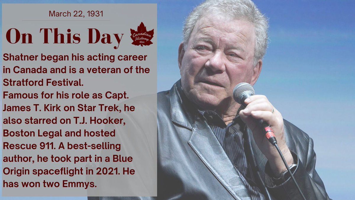March 22, 1931:
Canadian actor William Shatner was born in Montreal.