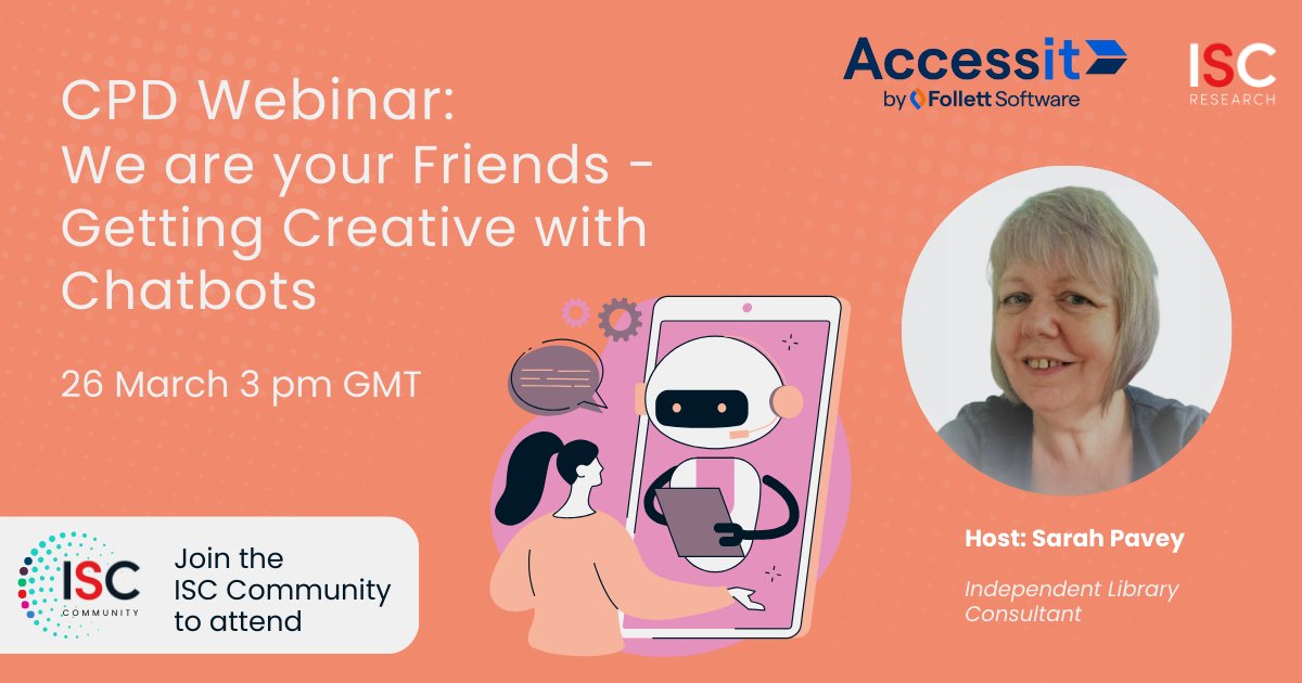 ISC_Research's tweet image. We can't wait to be joined by @AccessitLib to dive into how AI can become an essential tool in the world of education and libraries.
Sign up to the ISC Community for free to attend: ow.ly/ULM650Vfr7J
#AI #CPD #intled