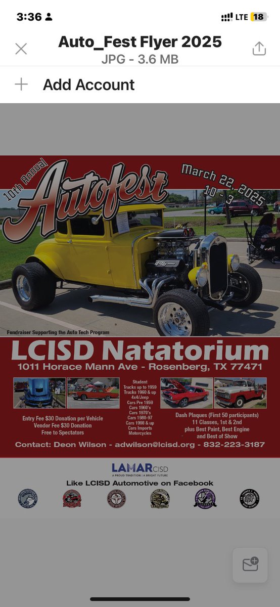 Let’s get ready to have a great Auto Fest!!!

Spectators are free!

Car show participants you can register and pay at the gate with cash or make the checks out to payable to Auto Tech LAF #52.