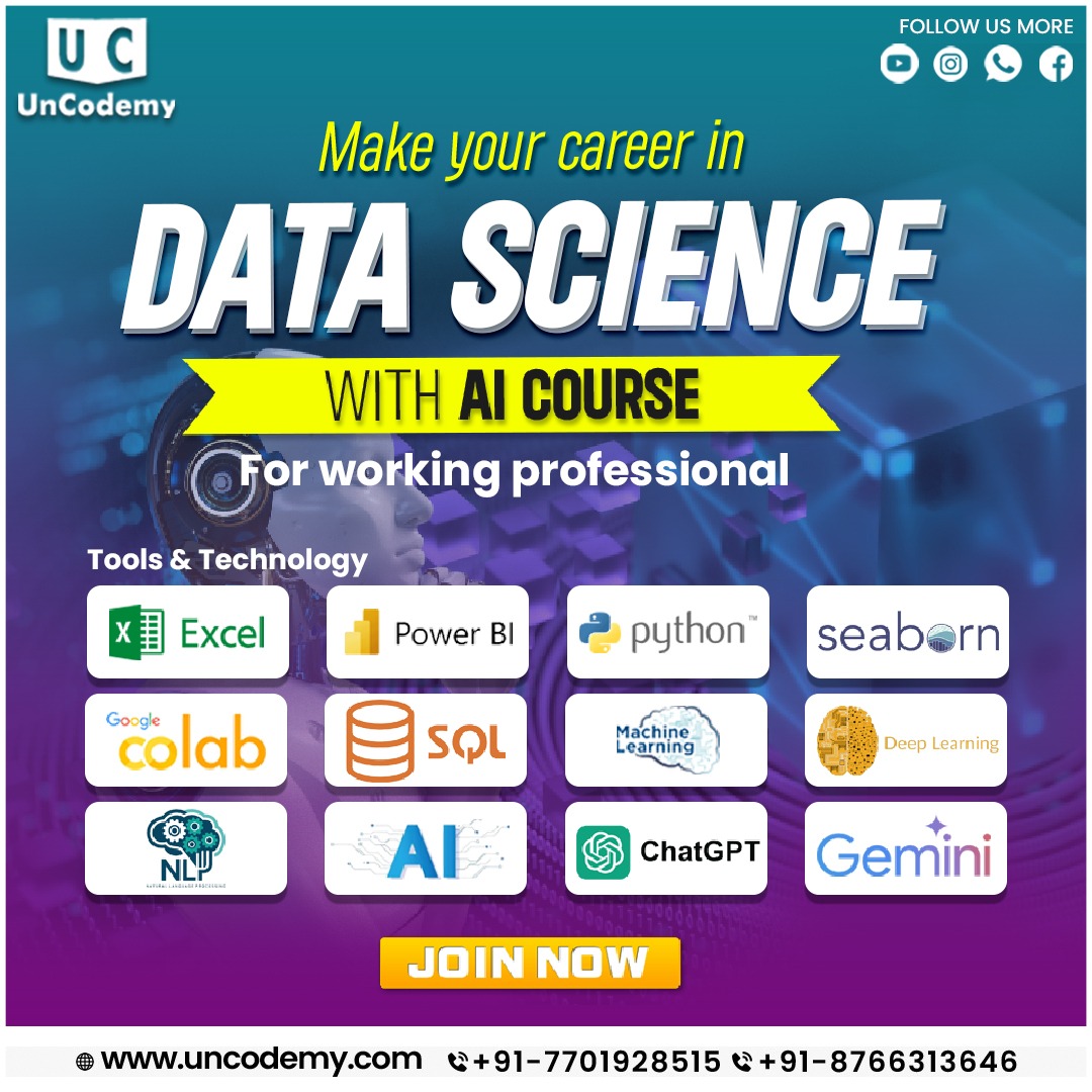 uncodemy's tweet image. 🚀 Advance Your Career with Uncodemy! 🚀
Master Data Science with AI and gain expertise in top industry tools & technologies! Perfect for working professionals looking to upskill.
.
.
.
.
#Uncodemy #DataScience #AI #MachineLearning #DeepLearning #Python #PowerBI #SQL #NLP