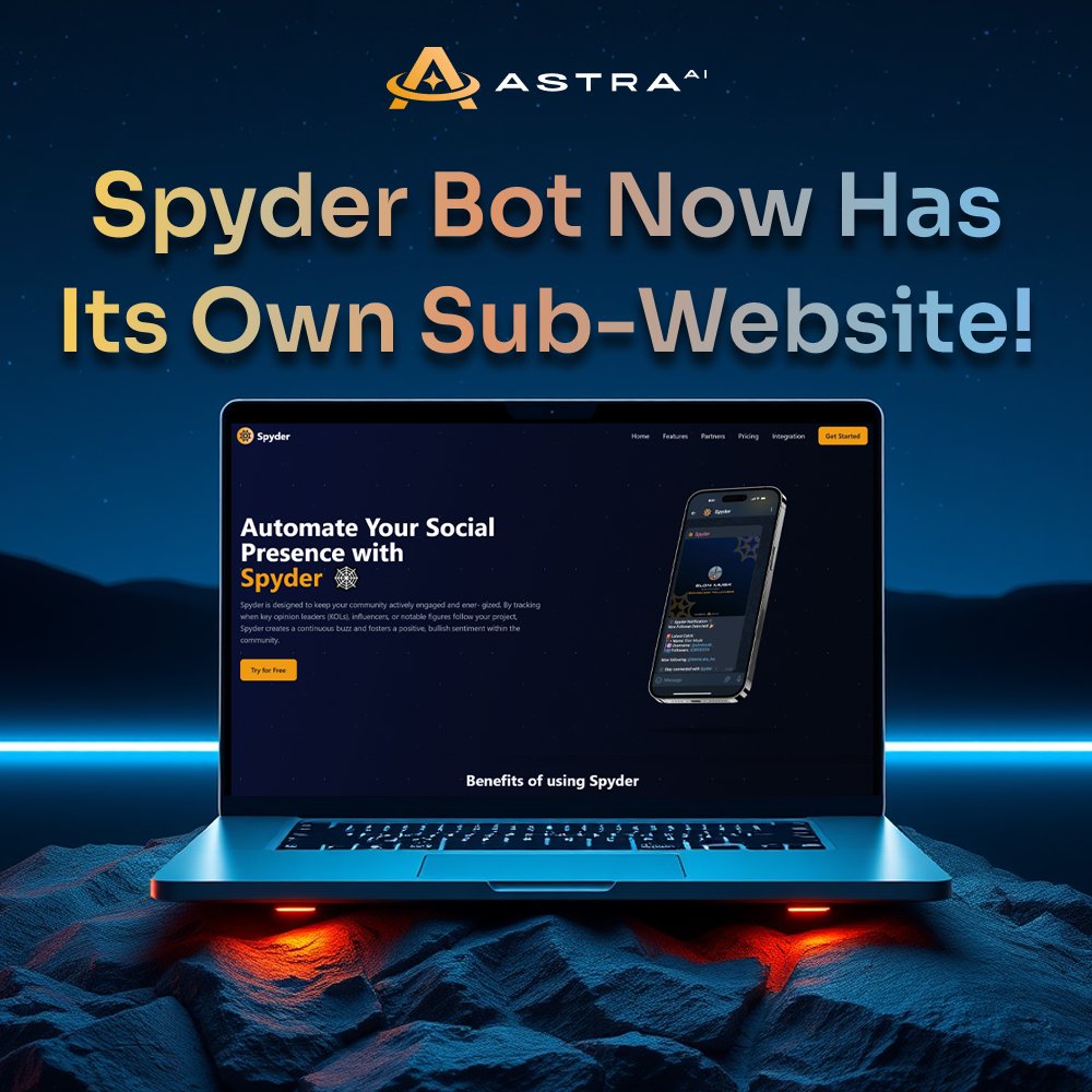 🚀 Big News from <a href="/AstraLabs_Inc/">AstraLabs Inc.</a>! 🚀

$ASTRA is thrilled to announce the official sub-website for Spyder Bot — your go-to Telegram companion for tracking key followers and staying in the know! 🌐

🔎 Why Spyder Bot?

Get instant updates on influential accounts.

Track major