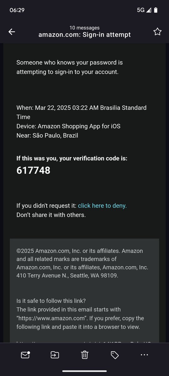 Ash_470's tweet image. Well someone seems rather eager to gain access to my Amazon account this morning. #NotToday 🙅🏻‍♂️