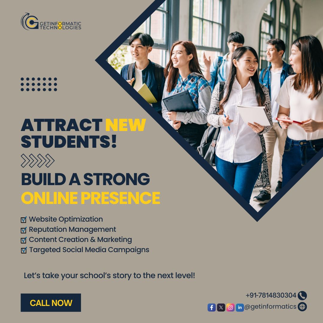 GetInformatics's tweet image. Attract #newstudents, engage parents, or build a strong #onlinepresence. Let’s take your school’s story to the next level. 📞 Call us at +91-7814830304

#getinformatictechnologies #getinformatic #educationbranding #schoolbranding