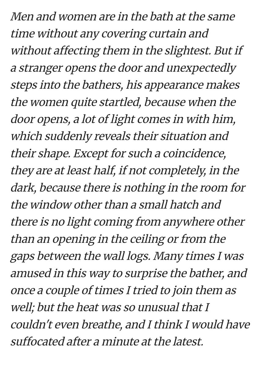 Italian traveller Giuseppe Acerbi describes the Finnish sauna in 1799. 

The text is auto translated from Finnish but I think it's readable.