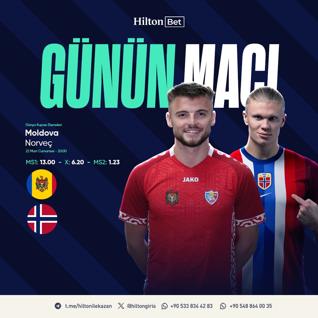 hiltongiris's tweet photo. 📢MAÇ NEREDE DİYE ARAMA! DÜNYA KUPASI ELEMELERİ HER ZAMAN BU ADRESTE...

MOLDOVA🆚NORVEÇ

⚽️Sen de canlı yayın keyfi ile Moldova-Norveç karşılaşmasını kesintisiz şekilde izle!

🔗https://t.co/AJyXoBTTuc https://t.co/GD55D4be05