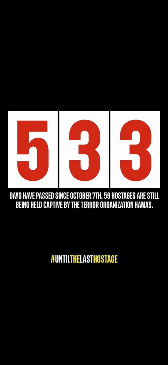 zeevrosenberg's tweet photo. Seit 533 Tagen sind immer noch 59 Israelis in den Händen der Hamas-Terroristen!  🎗️💔 🎗️

For 533 days, 59 Israelis are still in the hands of Hamas terrorists! 🎗️💔

منذ 533 يومًا، لا يزال 59 إسرائيليًا في أيدي إرهابيي حماس! 🎗️💔 🎗️

#BringThemHomeNow | #UntilTheLastHostage  |#TurnTheHorrorIntoHope 
@bringhomenow