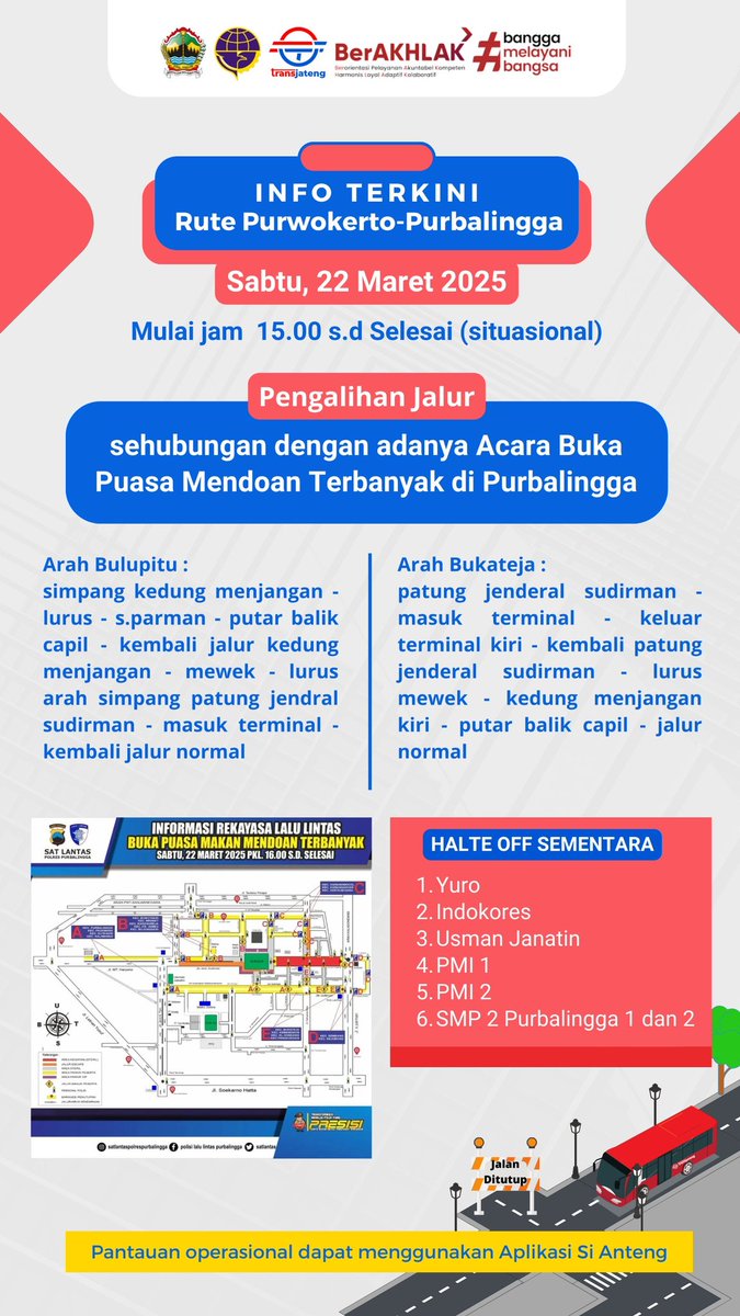Info Terkini pengalihan rute purwokerto-purbalingga. Sabtu 22 Maret 2025, info lengkap dapat cek pada info berikut ini 🙏🏻

<a href="/kominfo_jtg/">Kominfo Jateng</a> 
<a href="/perhubunganjtg/">Perhubungan Jateng</a>