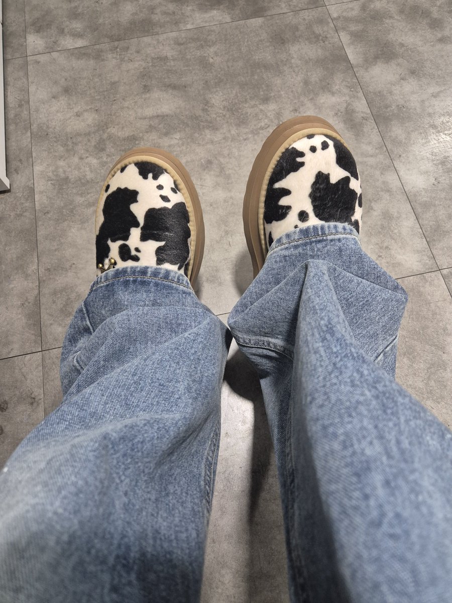 haebaraqi's tweet photo. HELP jacob sent a photo of his comfy cow printed shoes today and said that it reminds him of zb1 seok matthew’s famous MOOOO video 😂 PLZ THESE CANADIAN BUDDIES https://t.co/p2NbRCBMex