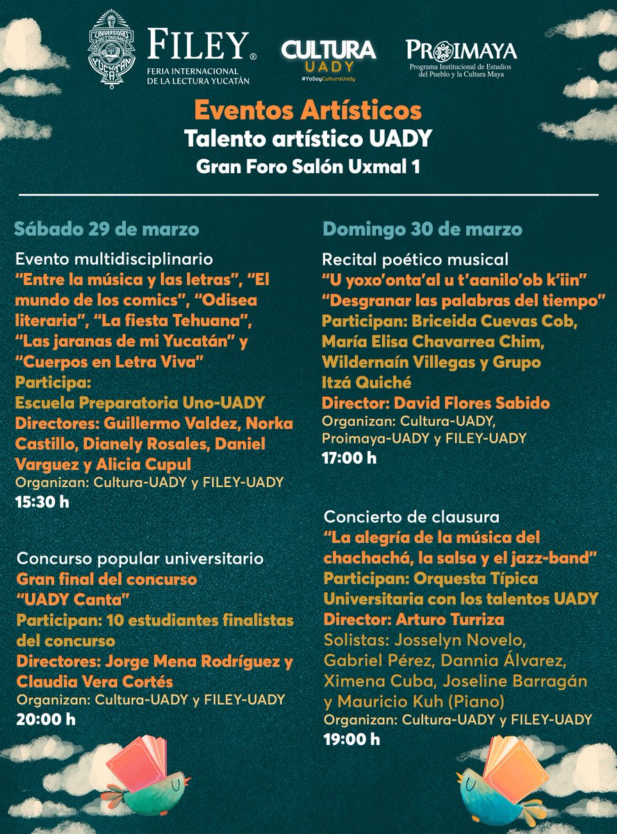 la_filey's tweet photo. ¡La #FILEY2025 se llena de talento universitario! 🎭🎶💃🌟
#CulturaUADY, junto a la @UVeracruzanaMx, @unimodelo, @UMaristaMerida, @UniAnahuacMayab y #PROIMAYA, los escenarios presentes en la feria serán el punto de encuentro de espectáculos que celebran la creatividad. 🎉 https://t.co/yBMoFq1gRD