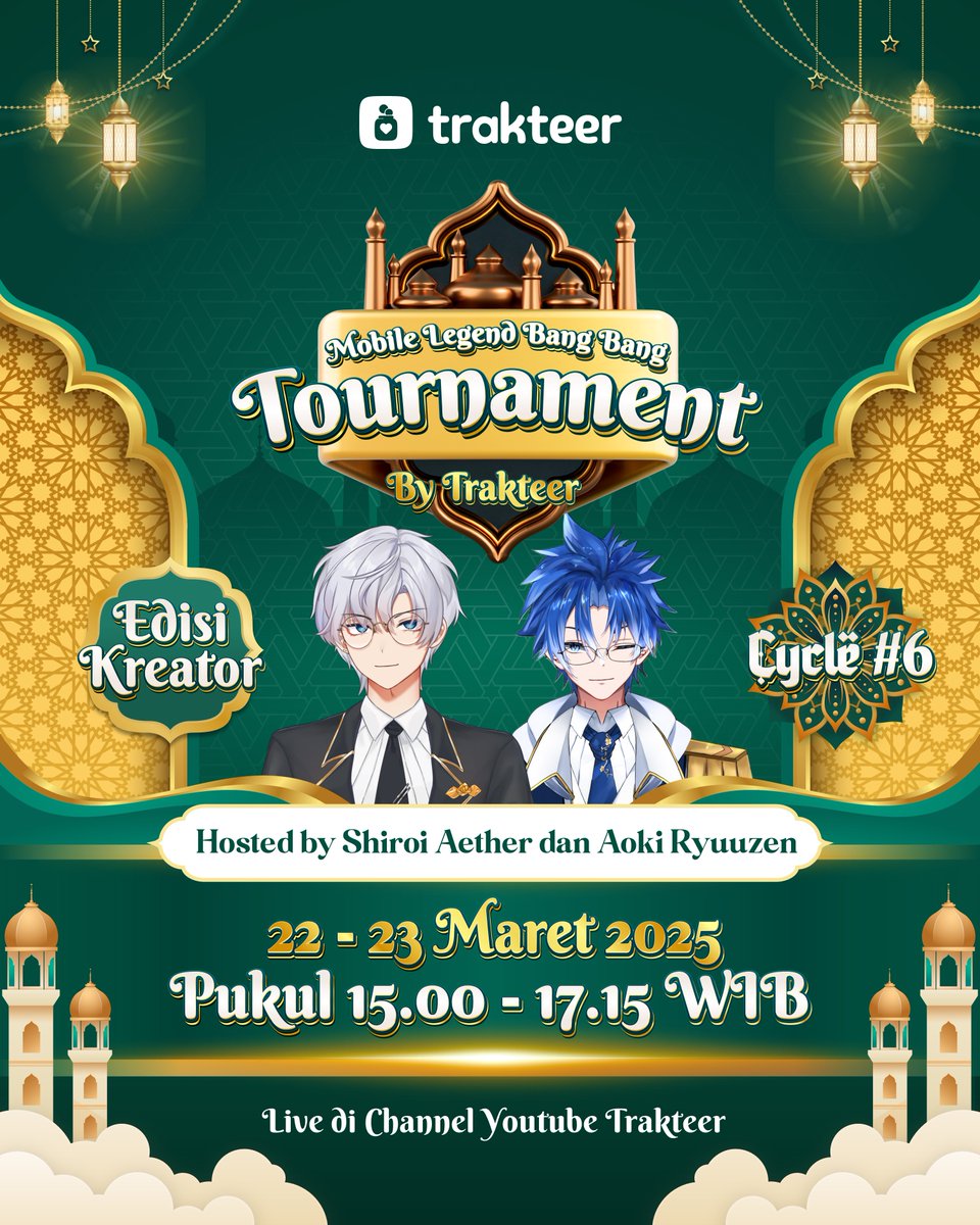 trakteerID's tweet photo. Jangan lupa ya! Hari ini ada MLBB Tournament Edisi Kreator Hosted by @Shiroi_Aether dan @Aoki_Ryuuzen 😍

📅 22 - 23 Maret 2025 | 15.00 - 17.15 
📍 Channel Youtube Trakteer : https://t.co/JlnQzpFF8T https://t.co/N2iRRTrTFs