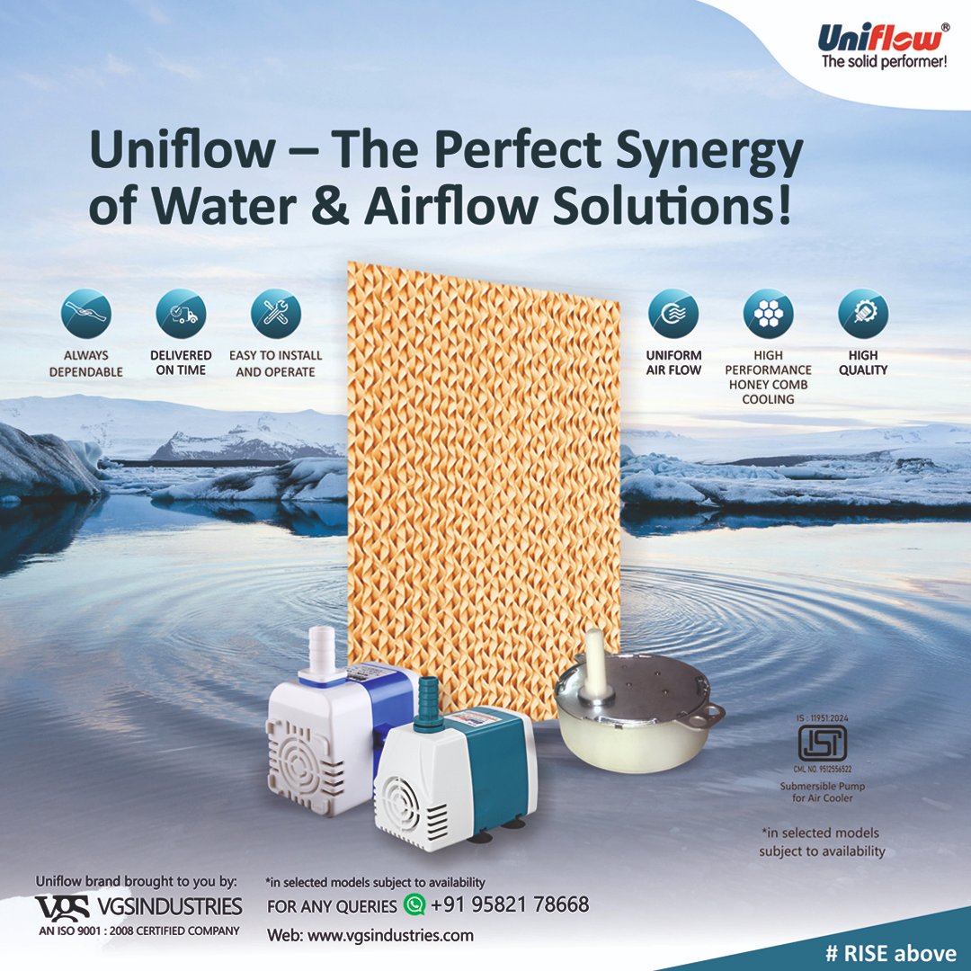 vgsindustries's tweet photo. From powerful Mini Submersible Pumps ensuring steady water flow, to high-efficiency Swing Motors and Honeycomb Pads delivering exceptional cooling, Uniflow is the brand that keeps things running. Depends on the best!
Visit us at:
🌐 https://t.co/vVh9gkRzxN

#Uniflow #SwingMotor https://t.co/JIB7n6LN5C