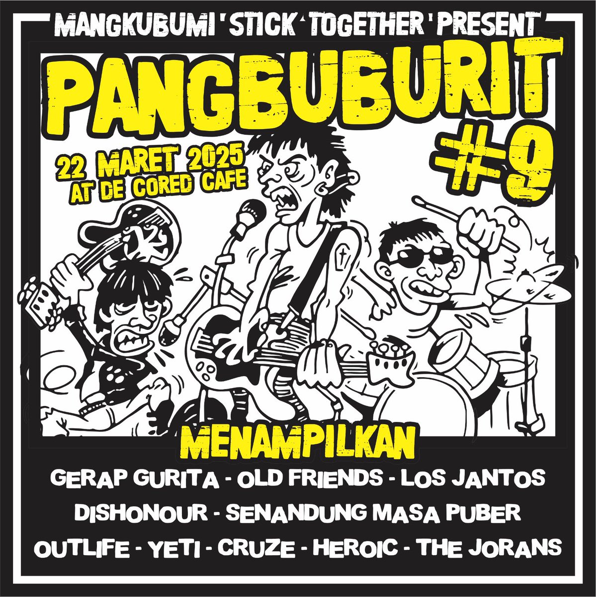 AYO NGABUBURIT BARENG, PANG!

Ada <a href="/gerapgurita/">Gerap Gurita</a> yang bangkit produktif kembai! ✊🏽☘️
Juga ada <a href="/oldfriends_ska/">Old Friends</a>, <a href="/losjantos/">LOS JANTOS</a>, dll, dsb.
Venue dekat Tugu, see you!