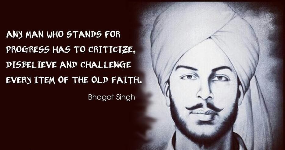 yograjspd's tweet image. &quot;ANY MAN WHO STANDS FOR PROGRESS HAS TO CRITICIZE,
DISBELIEVE AND CHALLENGE
EVERY ITEM OF THE OLD FAITH. &quot;Bhagat Singh

#BhagatSingh
