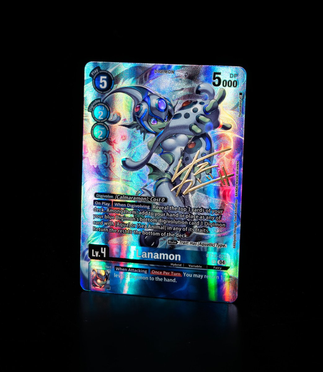 Carta firmada de #Ranamon / #Lanamon del #DigimonCardGame Booster