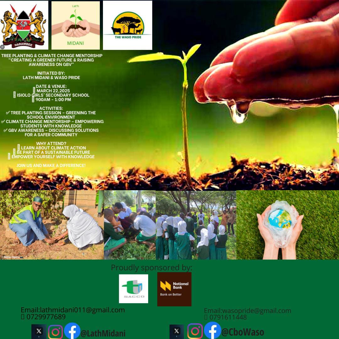 The Waso_pride (@cbowaso) on Twitter photo 🌱 Together for change! Tree planting & climate mentorship with <a href="/LathMidani/">Lat’h Midani Organisation</a> at Isiolo Girls’ High School. Small actions, big impact! #Sustainability #ClimateAction 🌱 Together for change! Tree planting & climate mentorship with <a href="/LathMidani/">Lat’h Midani Organisation</a> at Isiolo Girls’ High School. Small actions, big impact! #Sustainability #ClimateAction