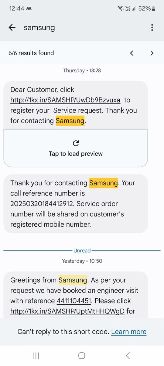 Vasundhara's tweet photo. @SamsungIndia, deplorable customer service from your Attapur, Hyd station. Ismail (9052652626) doesn't answer calls. PFA timeline screenshot. Pls get this moving. Need the service today. https://t.co/YvsAmuDoa8