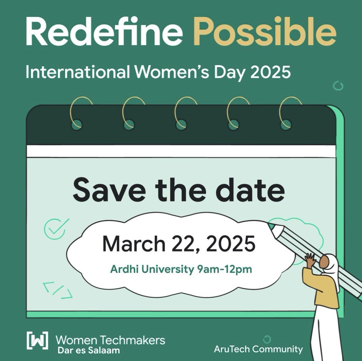 Happening right now!💃🏽💃🏽

Celebrating International Women’s Day 2025 with AruTech Community from Ardhi University, we’re ‘Redefining Possible’ together!!