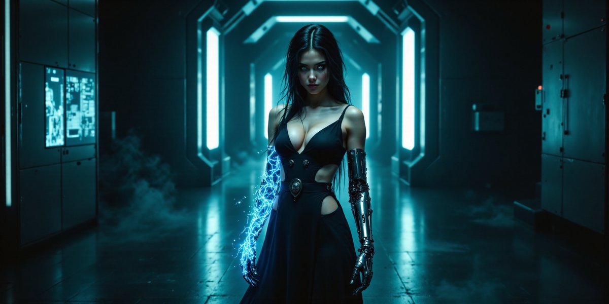 ByronRexMatthe1's tweet photo. Zoe's Electric Presence: Power in the Sci-Fi Corridor
#SciFiArt #ZoeInTechWorld #CyberneticPower #FuturisticCorridor #ElectricEnergy #CyberpunkVibes #SpaceStationAesthetic #DigitalIllustration #TechEnhanced #FuturisticFashion https://t.co/HGjauBQ2E6