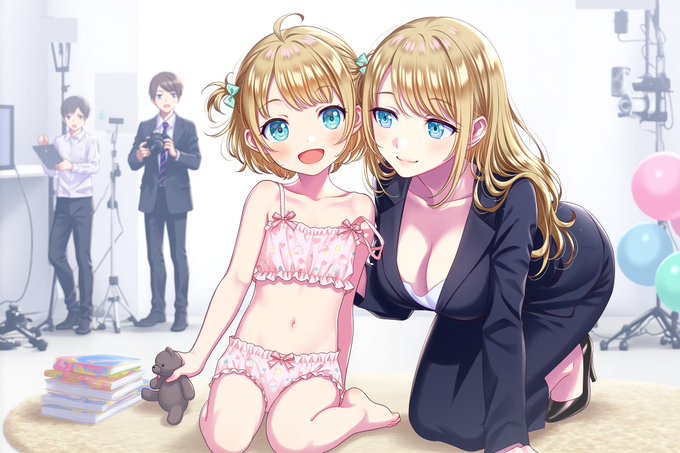 モデルとしてメーカーのカタログ撮影に臨むえいみちゃんと引率のママ(うちの子) 