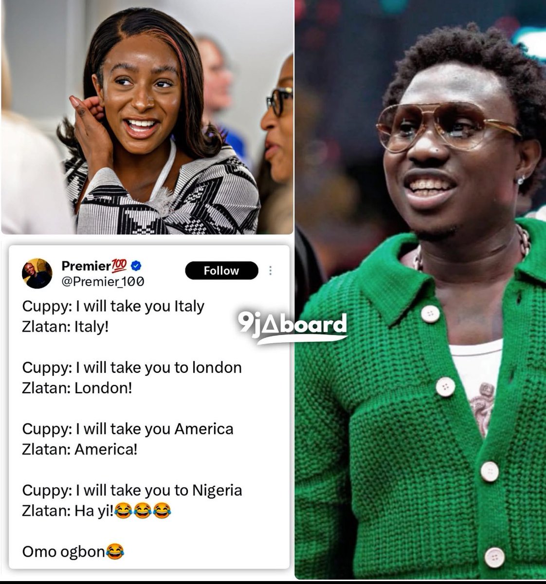 Btw dj cuppy and zlatan on a song 😂