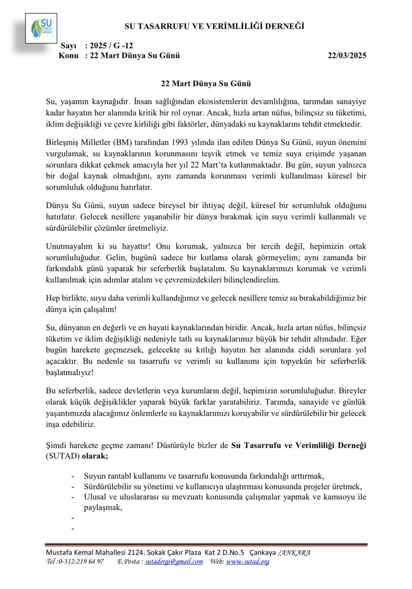 Su Tasarrufu ve Verimliliği Derneği tweet media