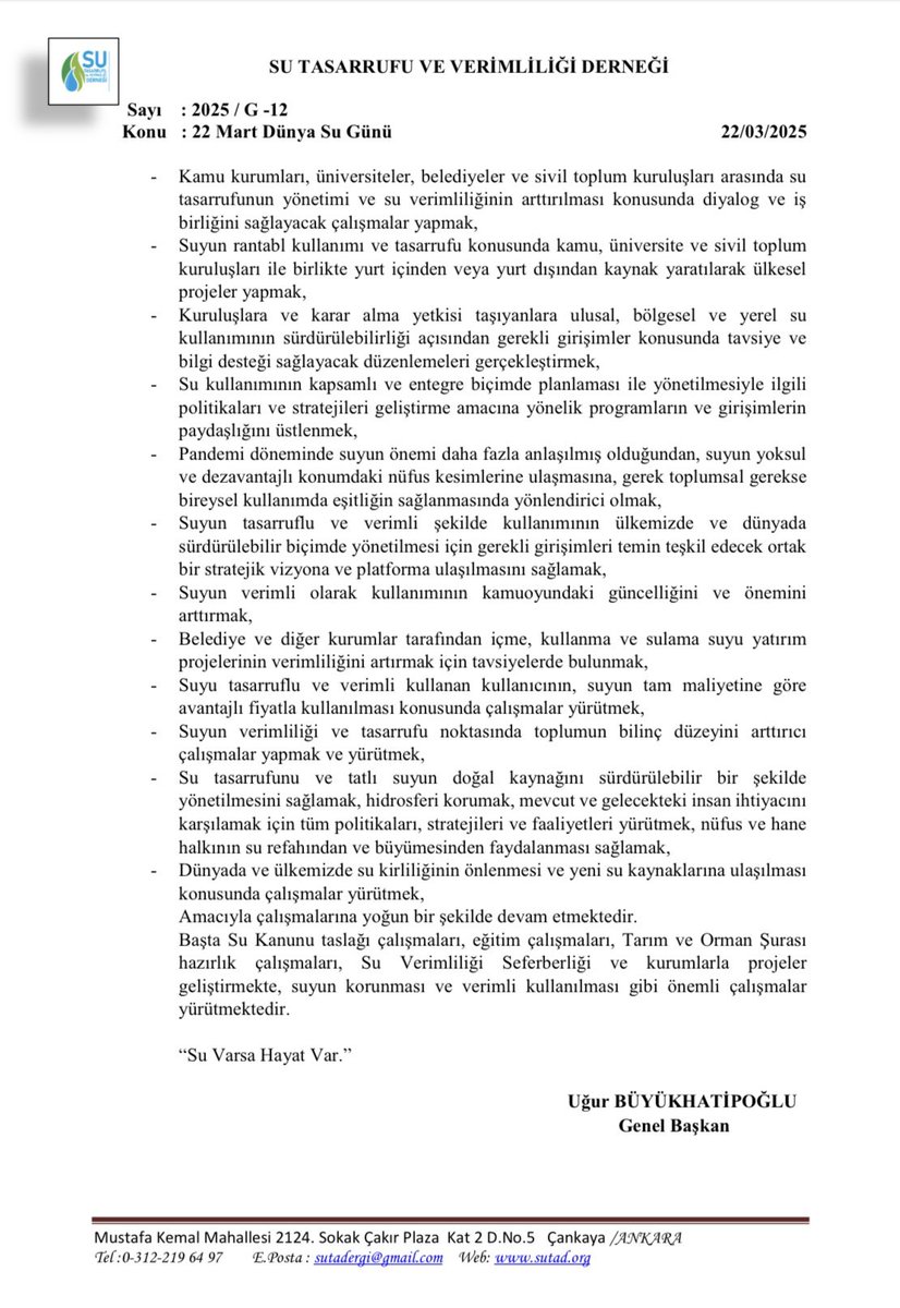 Su Tasarrufu ve Verimliliği Derneği tweet media