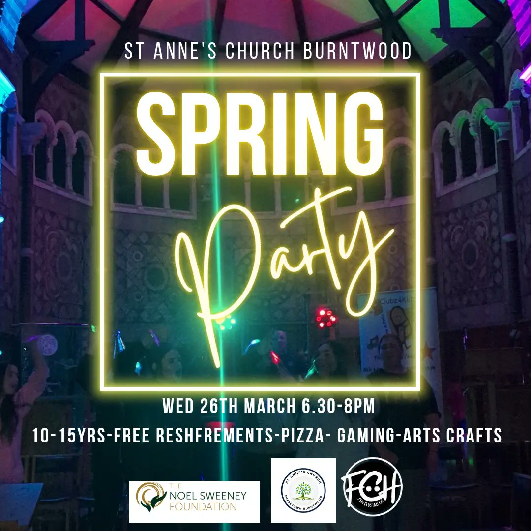 The time has come around again for our Last Wednesday of the month Party night .We would like to thank  @thenoelsweeneyfoundation and @stanneschasetown for funding, venue space, and understanding the local needs of young people .#burntwood