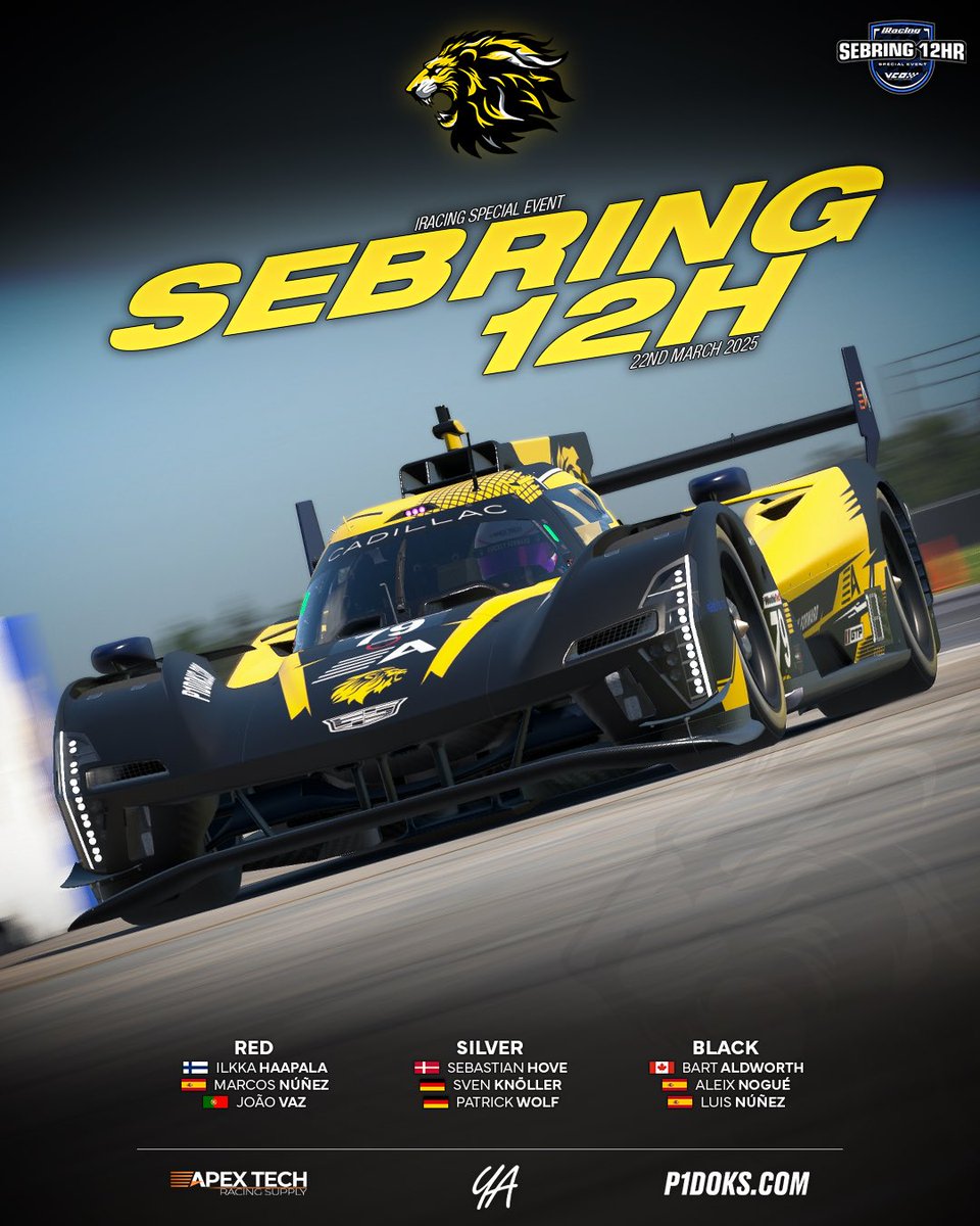 fiercelyforward's tweet image. Here is how we lineup for the @iRacing 12H Sebring Special Event! Some new faces on the team, as well 👀

We wish everyone the best of luck for the race!

POV Livestreams will be shared in our insta story.

Sponsors 👥
@p1doks 
ApexTech Racing Supplies

Photographer 📸…