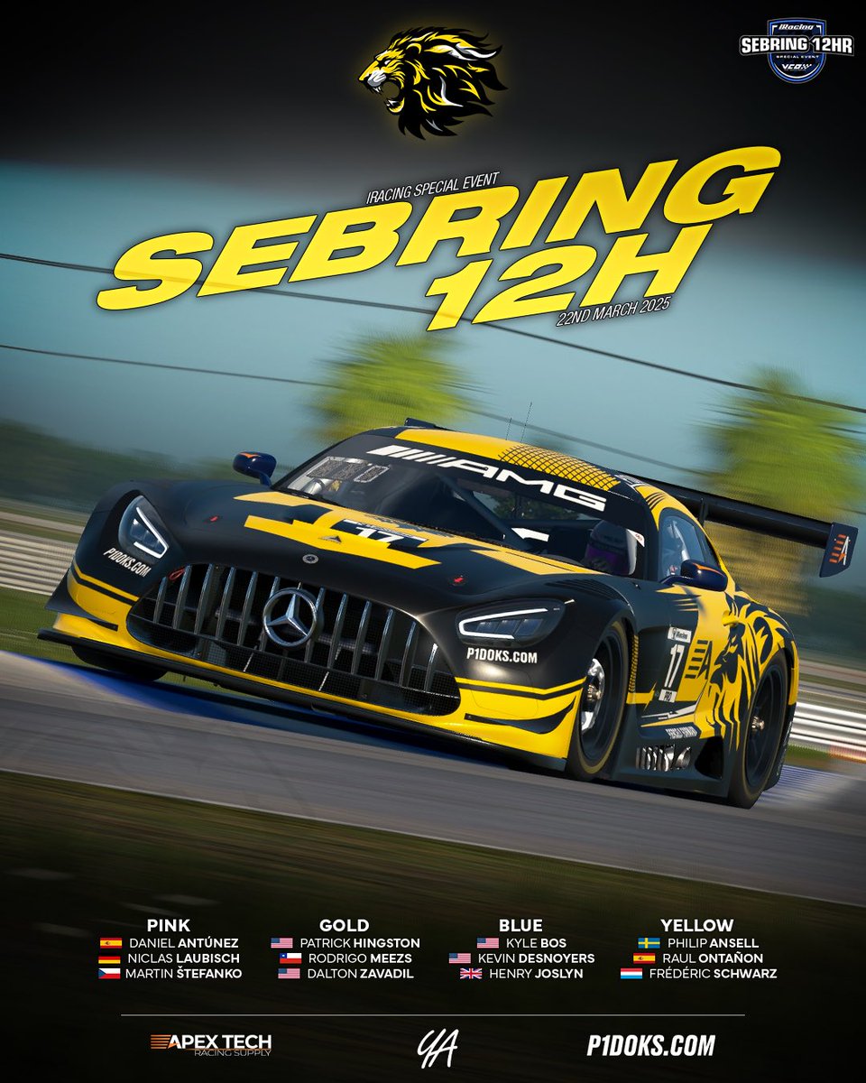 fiercelyforward's tweet image. Here is how we lineup for the @iRacing 12H Sebring Special Event! Some new faces on the team, as well 👀

We wish everyone the best of luck for the race!

POV Livestreams will be shared in our insta story.

Sponsors 👥
@p1doks 
ApexTech Racing Supplies

Photographer 📸…