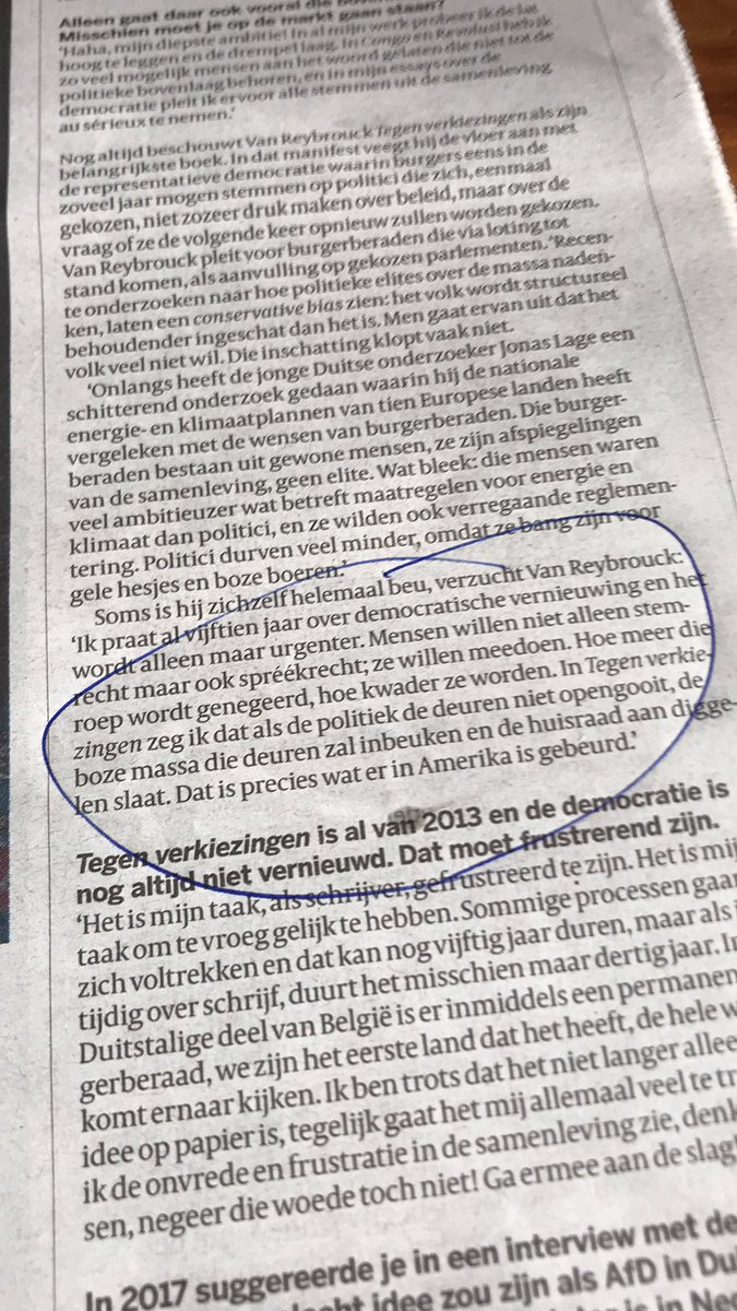 Denker der Nederlanden David van Reybrouck blijkt een aanhanger van de Trump revolutie