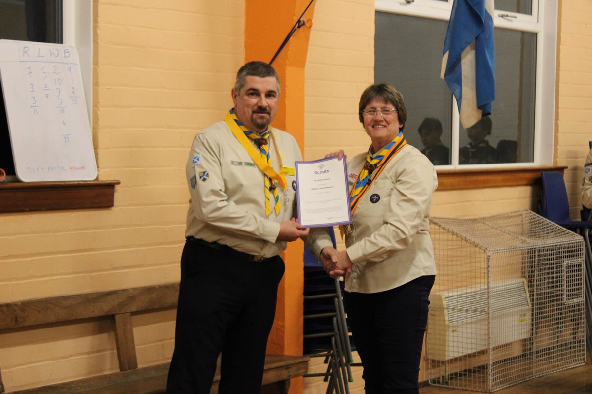 And as part of the awards it was also fantastic to have our DLV Bill Ramsay along who was presented with his Silver Acorn. Congratulations Bill! A huge thanks to Bill for all the hard work he does to support Scouting in ENE. <a href="/enescouts/">Edinburgh NE Scouts</a> <a href="/sesscouts/">South East Scotland Scouts</a> <a href="/ScoutsScotland/">Scouts Scotland</a>