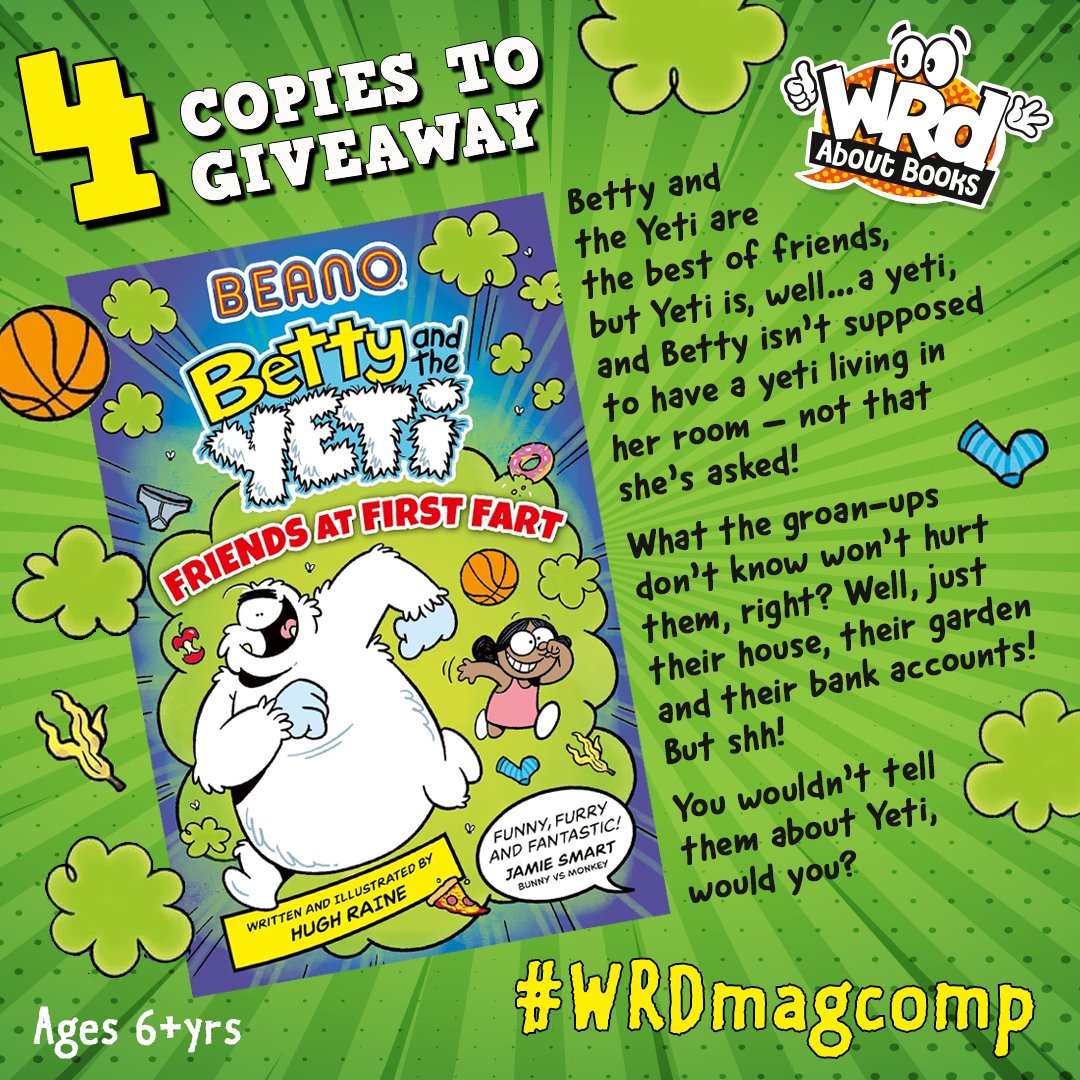 WRDmag's tweet photo. We have 4 copies of the fragrant #BettyAndTheYeti #FriendsAtFirstFart by @hugh_raine to #WIN
For the chance to join Betty &amp; Yeti as they get to grips (through the chaos) with being roommates &amp; become friends at first fart…
RT &amp; Flw by Mar 28
@FarshoreBooks #WRDMagComp https://t.co/iw2XE3whL5